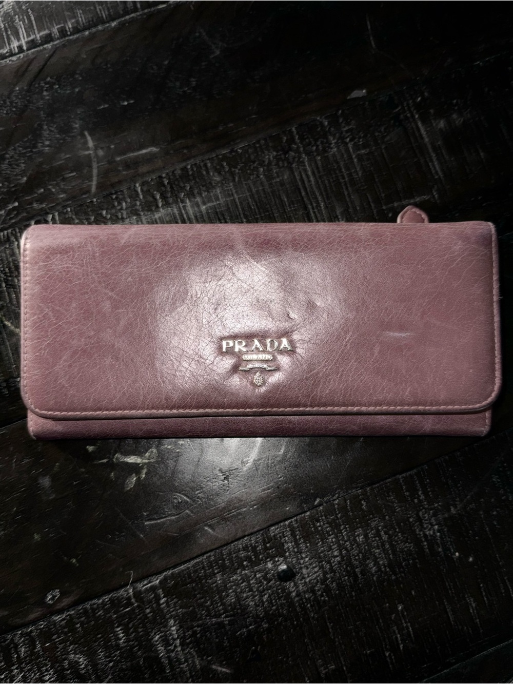 Prada fushia Leather Continental Wallet with Gold hardware